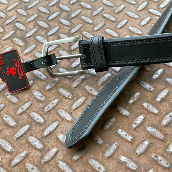 Beverly Hills Polo Clubs Men Belt Black Faux Leather Waistband Size 32/34 inches - Picture 5 of 7